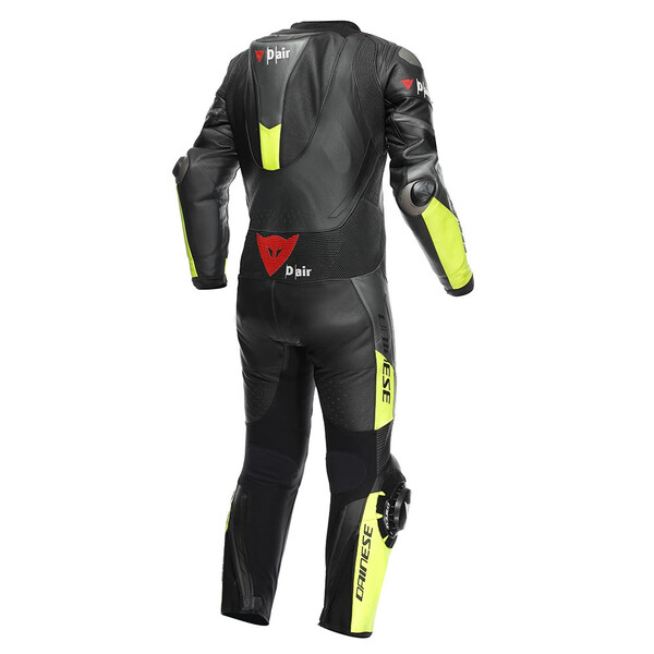Dainese - Combinaison Misano 3 perforée D-Air® - Airbag intégré Noir / Anthracite / Jaune fluo