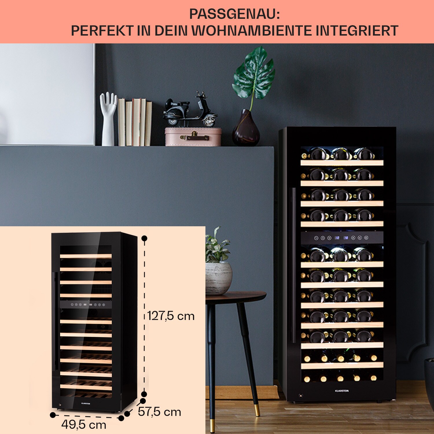 Barossa 73 Duo Weinkühlschrank 2 Zonen 192 Ltr 73 Fl Touch-Display 73 Liter