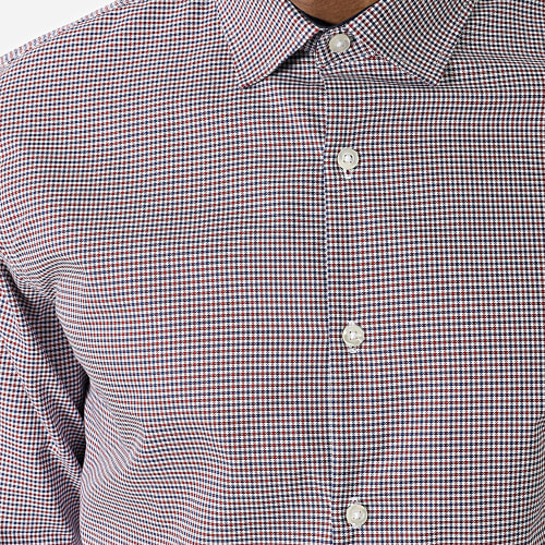 Chemise Manches Longues A Carreaux New Mark Blanc Rouge Bleu Marine