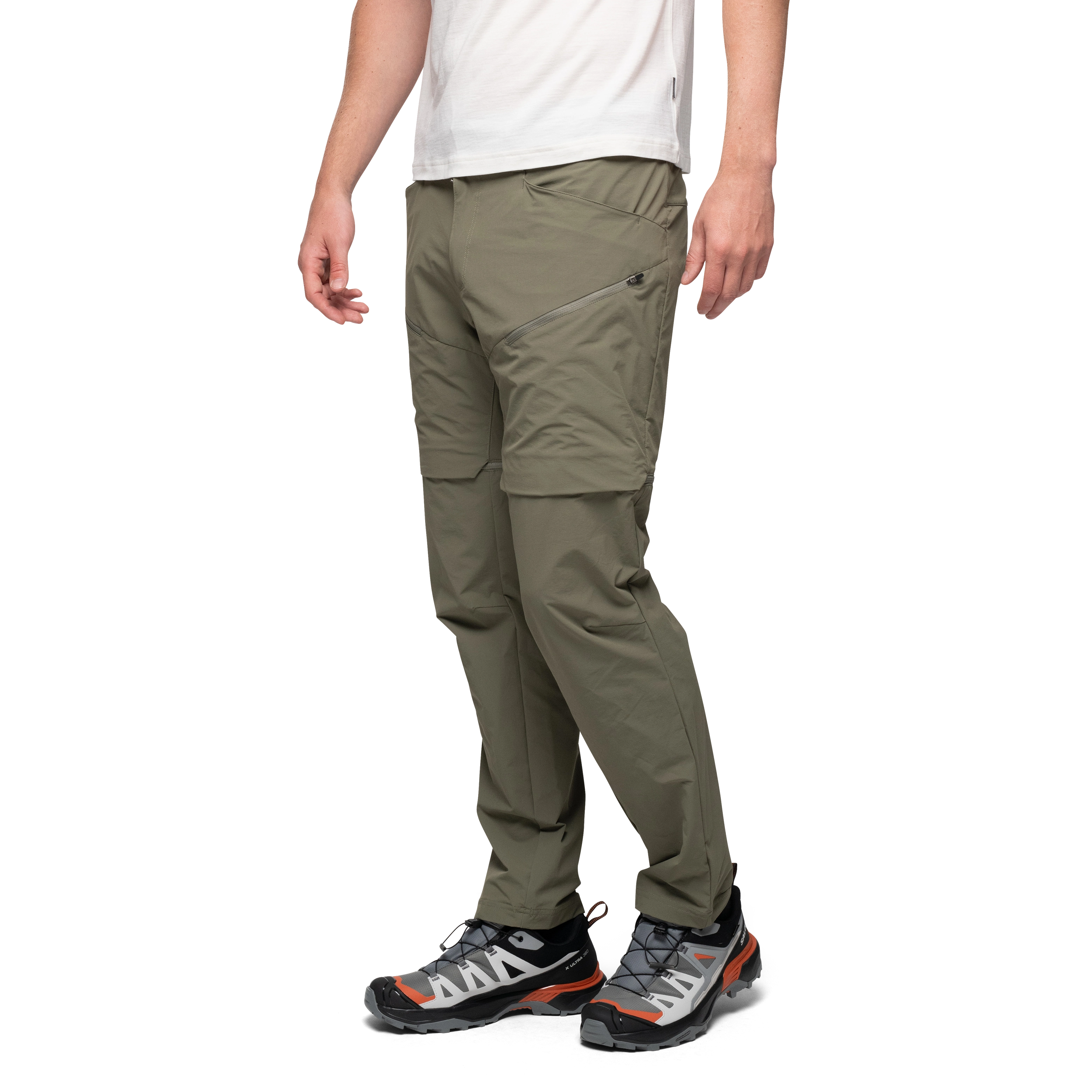 Convertible Zip-Off Softshell Pants Men Green Mud