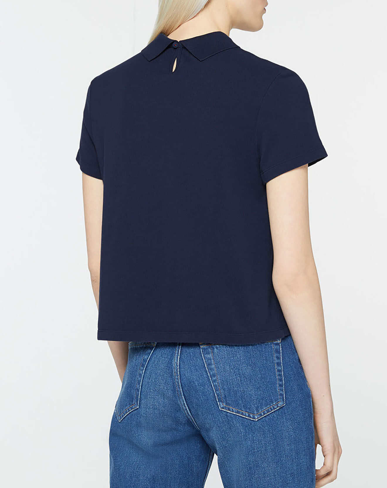 Tommy Jeans Polo 100% Coton Bio regular fit linear bleu marine