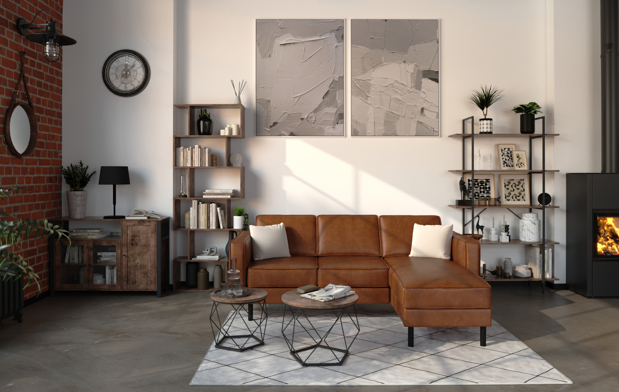Hochflor Teppich EVE 160 x 220 cm beige/schwarz