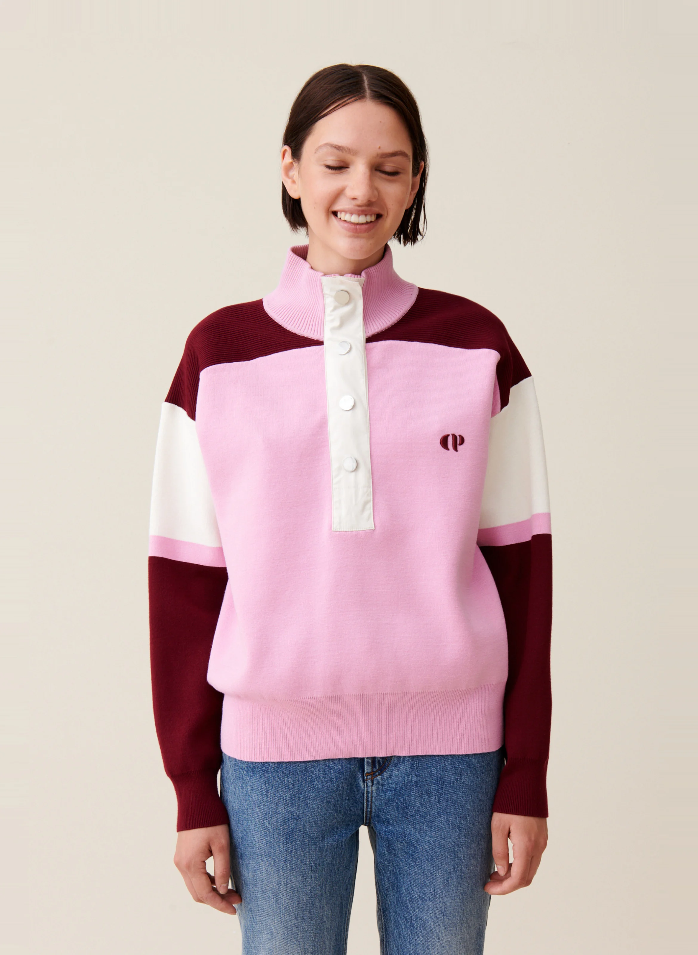 Sweat ample col camionneur | Rose