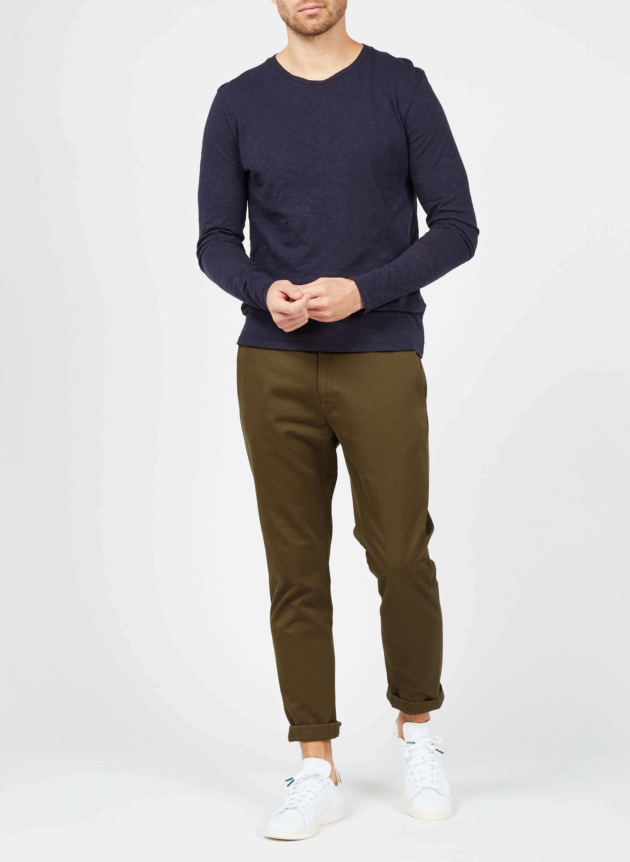 BYSAPICK - Tee-shirt col rond regular-fit en coton | Bleu