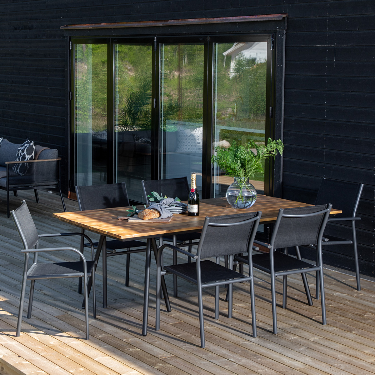 Tuintafel Joshua - met houten blad Zwart