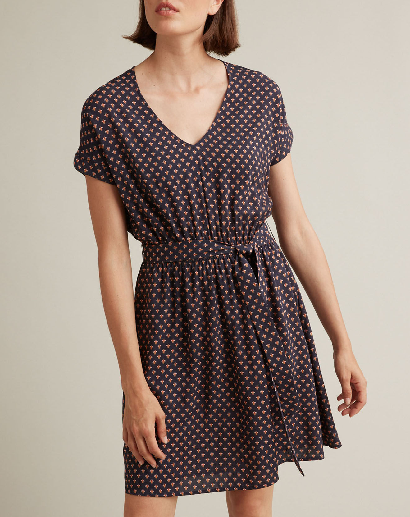 Cyrillus Robe imprimée Abeille bleu foncé