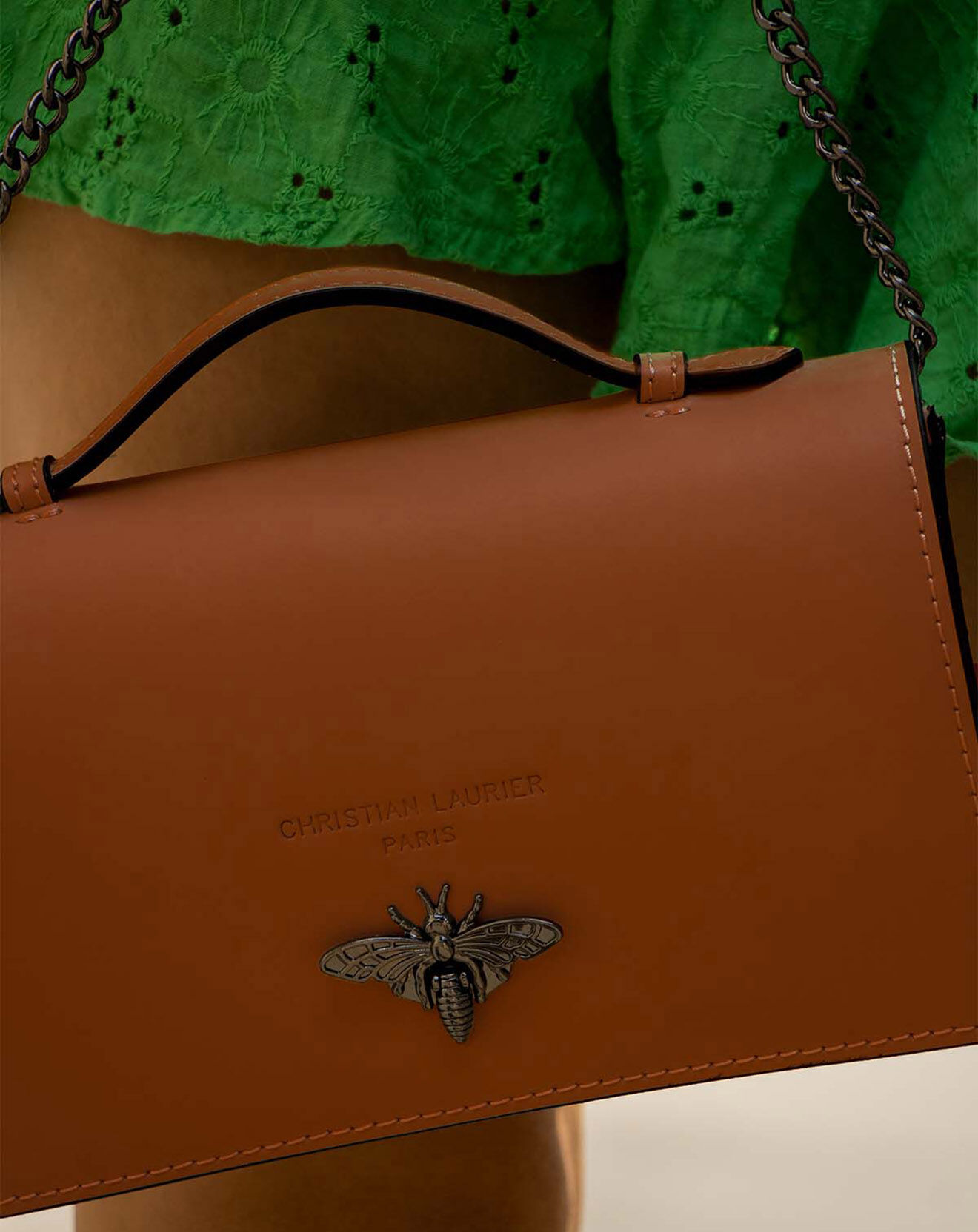 Christian Laurier Sac bandoulière en Cuir Stacy camel - 22x12x4 cm
