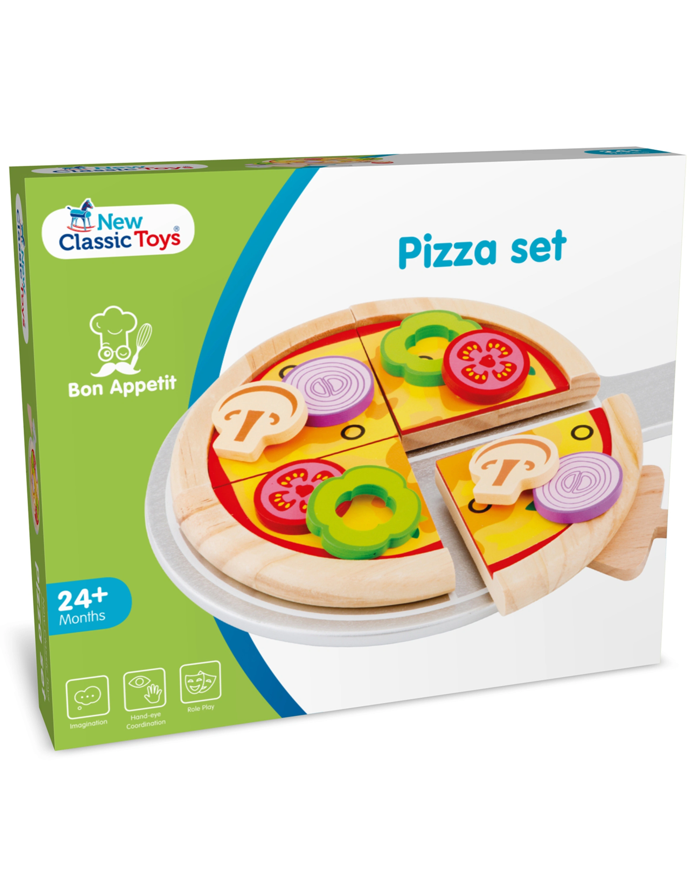 Holz-Lebensmittel PIZZA VEGETARISCH 14-teilig in bunt