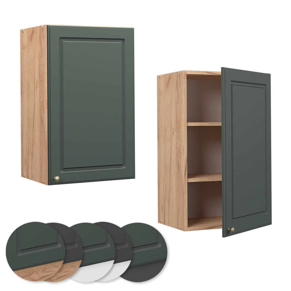Vicco Hängeschrank Küchenschrank Küchenmöbel Fame-Line Eiche Grün-Gold Landhaus 45 cm Küche Einbauküche Hängeschrank Drehtür Einlegeboden Küchenzeile