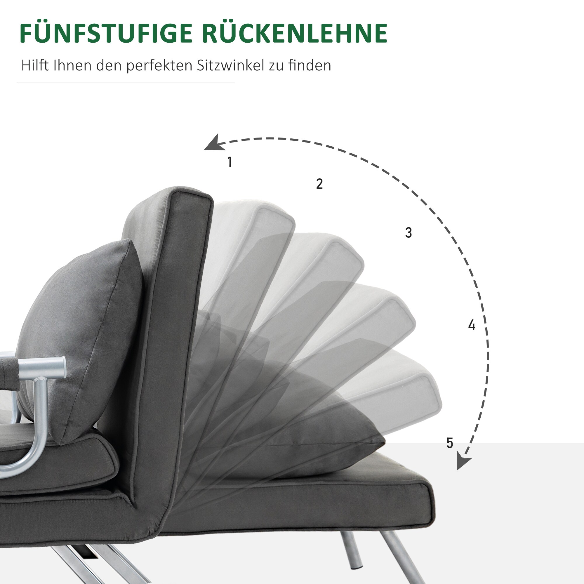 HOMCOM 3 in 1 Schlafsessel mit 5-fach verstellbarer Rückenlehne
