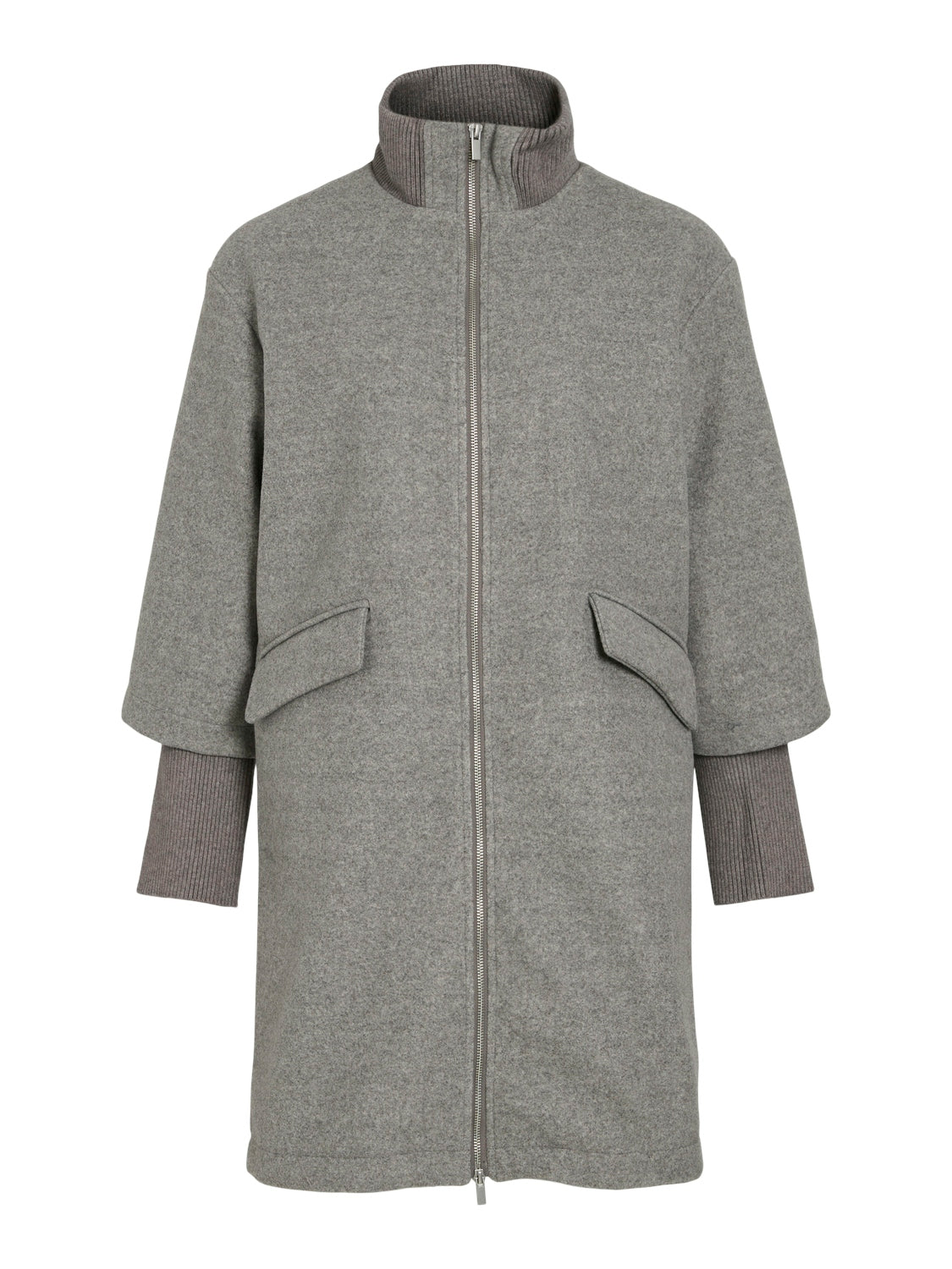 Vila  Vileonia L/S Rib frakke - Medium Grey Melange