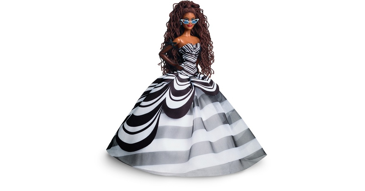 BarbieSignature - 65th Anniversary Collectible - Brown hair, black and white gown Pop  (65e verjaardag)