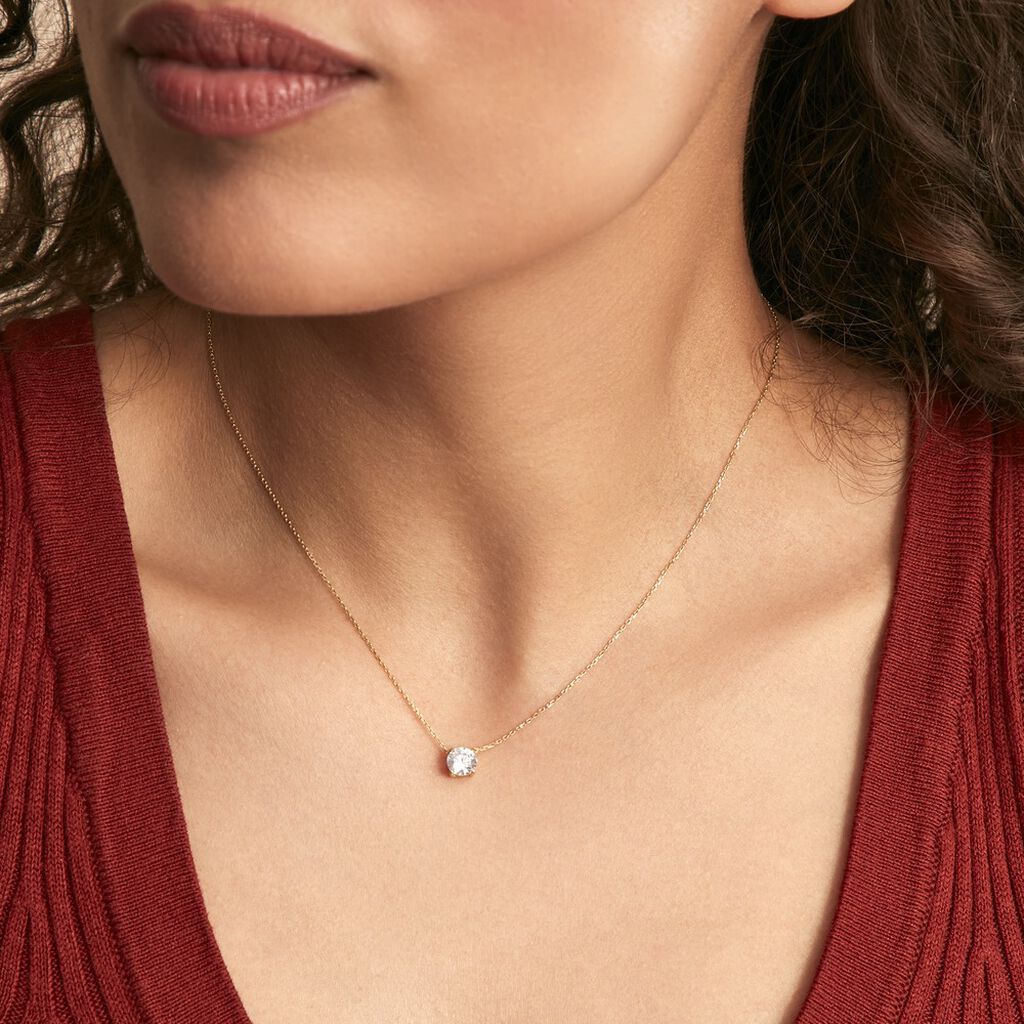 Collier Ponama Or Jaune Oxyde De Zirconium