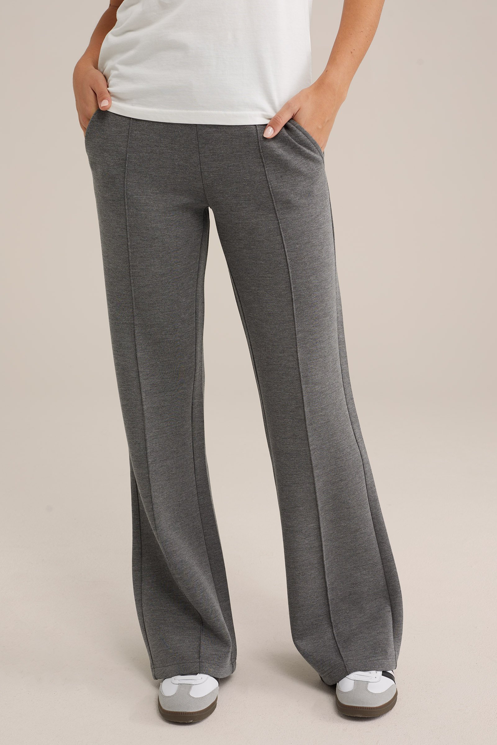 wide leg broek WE Fashion Donkergrijs gemeleerd