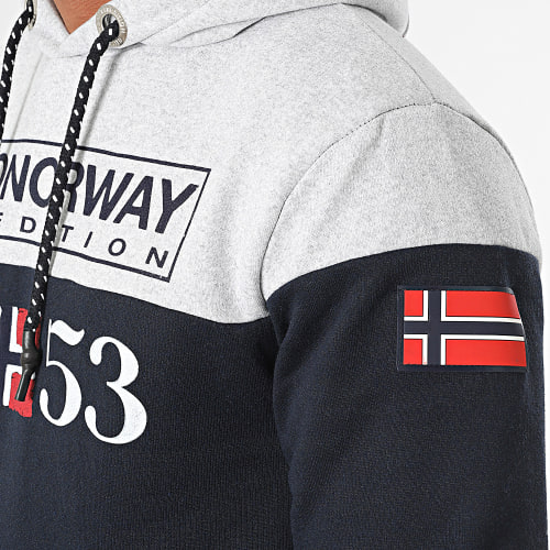Sweat Capuche Bleu Marine Gris Chiné