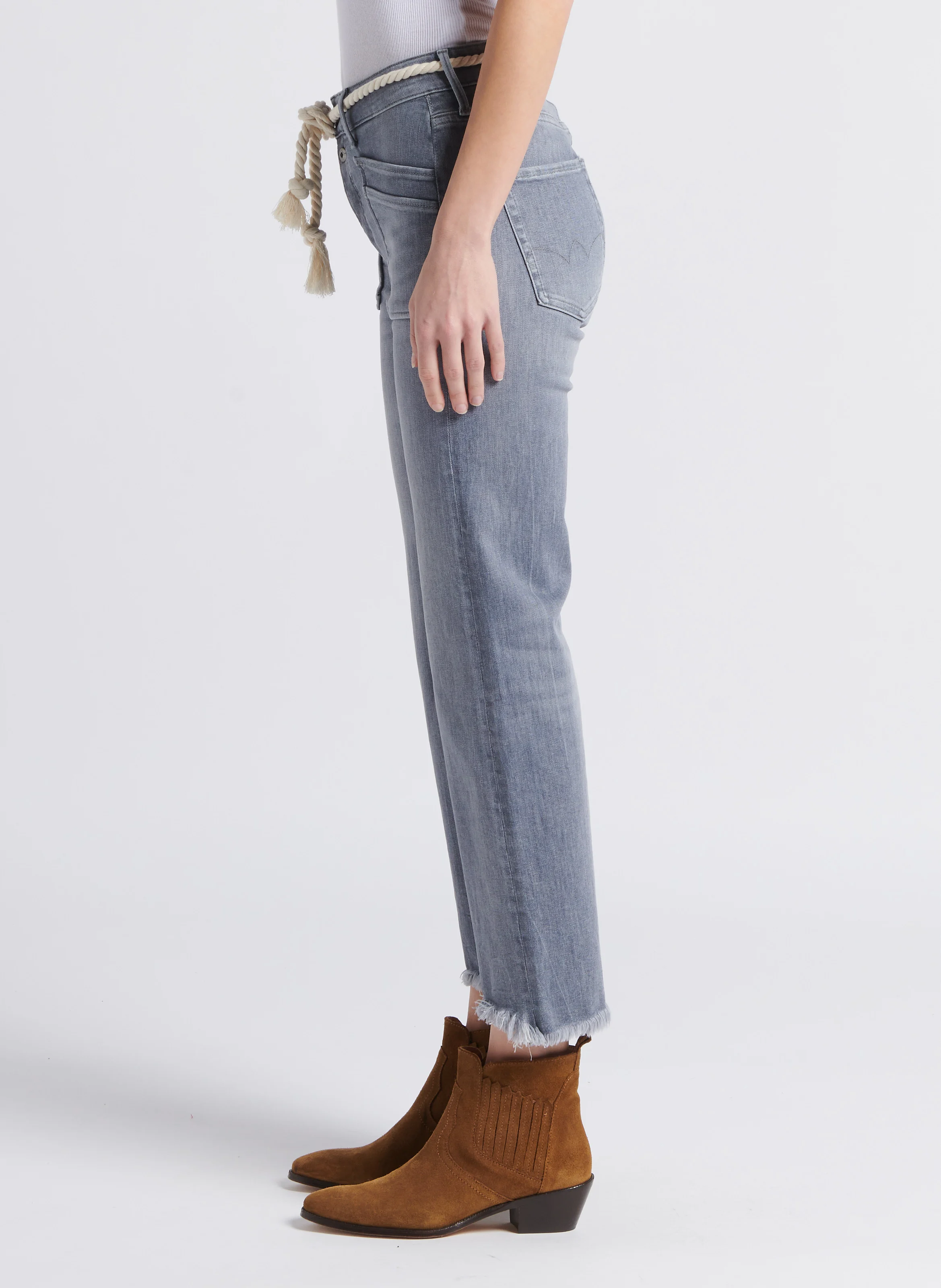 PRICILIA - Jean droit taille haute| Gris