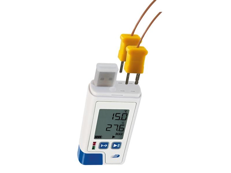 TFA Dostmann Thermo-Datenlogger LOG200 TC Datenlogger für Temperatur mit PDF-Ausgabe und zwei externen Anschlüssen