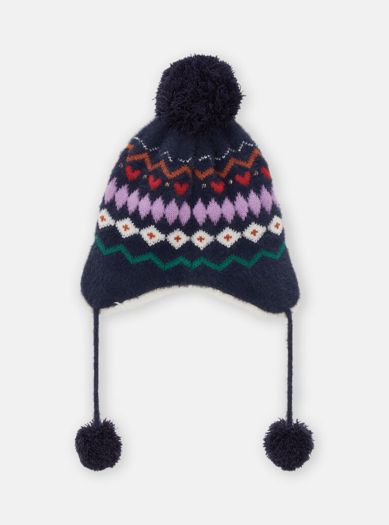 Chapka marine à motif jacquard pour fille