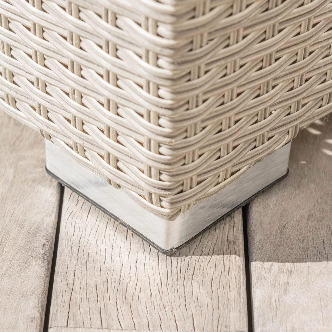 Banquette en résine tressée 2 places Palma Gris et taupe