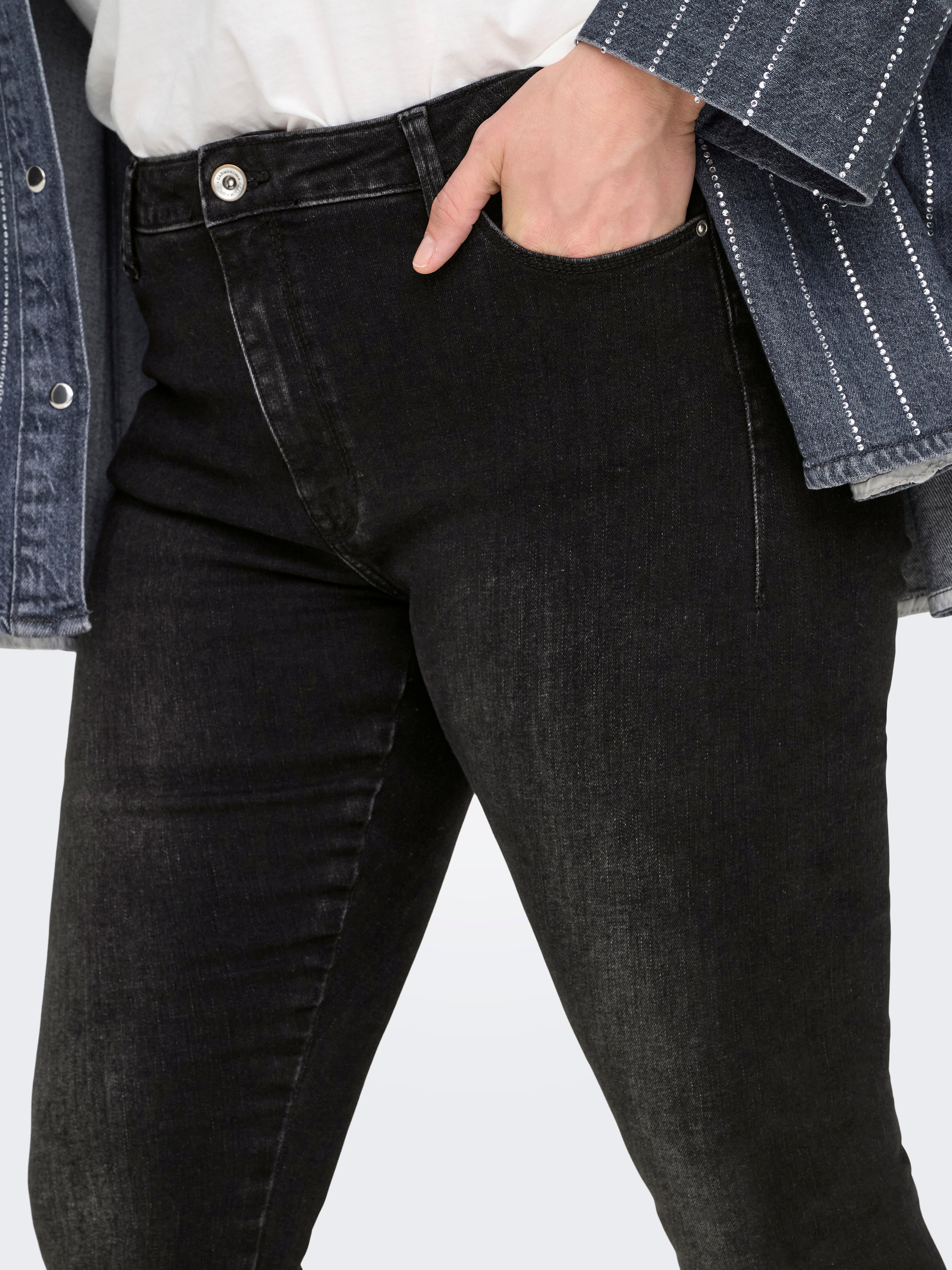 CARSHAPE Mittlere Taille Skinny Fit Jeans Washed Black