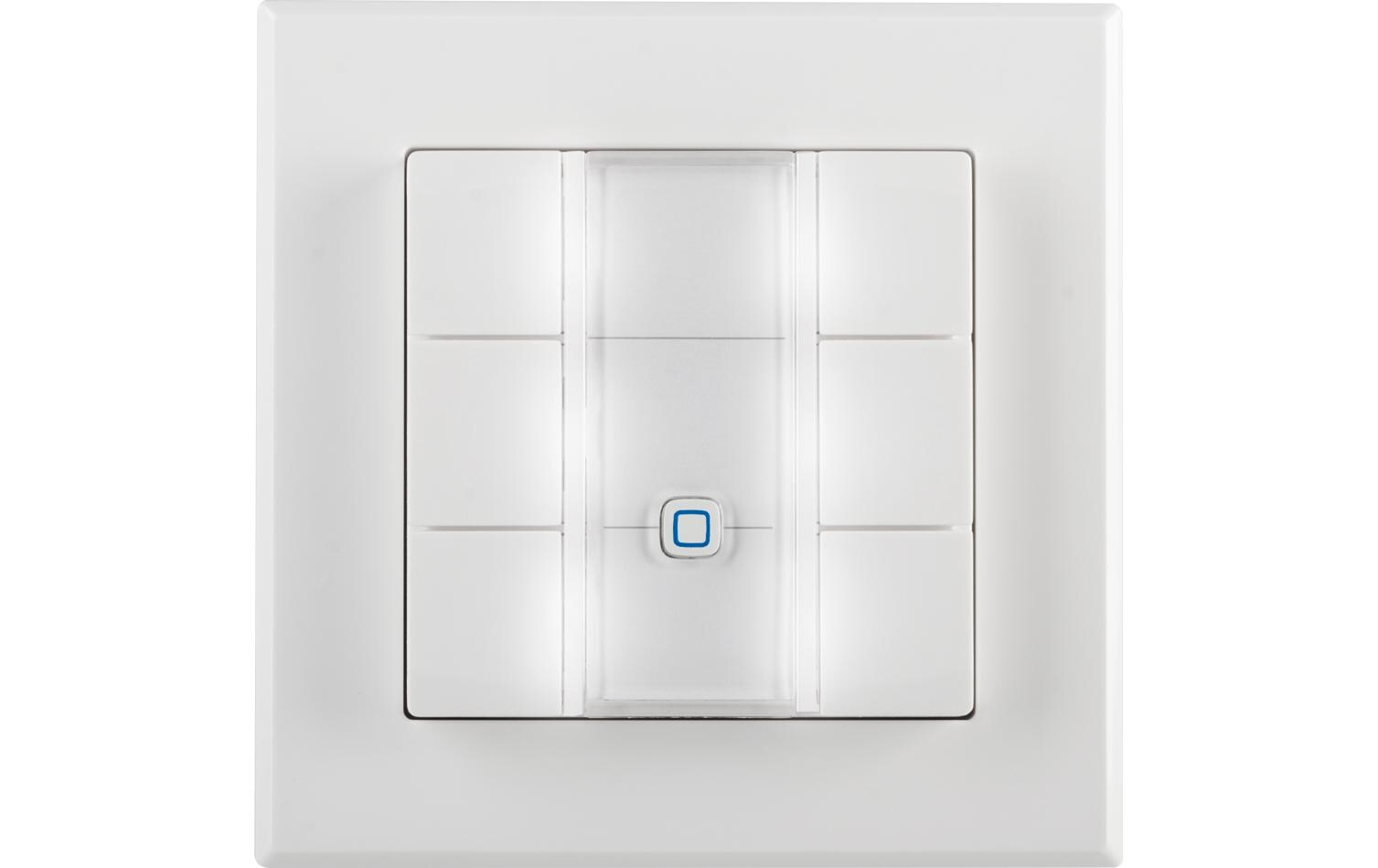 Smart Home Wired Wandtaster 6-fach, WeissWandtaster mit 6 Tasten fürs Smart Home HmIPW-WRC6, HmIPW-WRC6-A