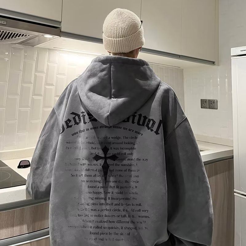 Bay Go Mall - Hoodie met kruisprint en letters