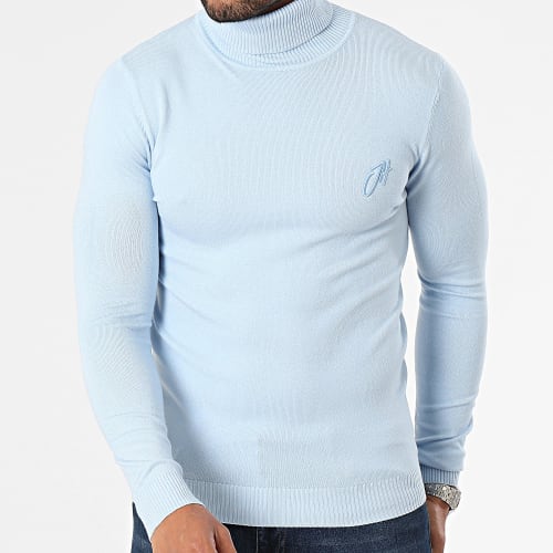 Pull Col Roulé Bleu Clair