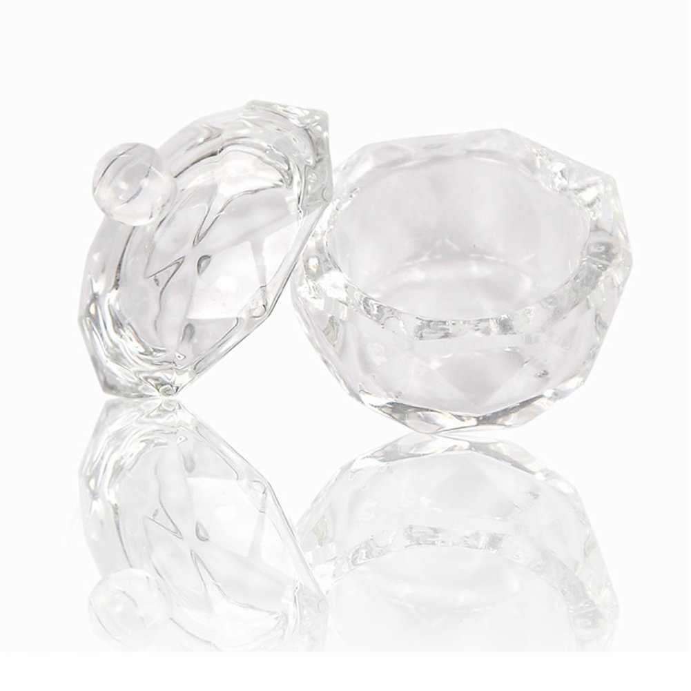 Kristall Glasschale Nageldesign Behälter mit Deckel für Acryl Liquid - Transparent