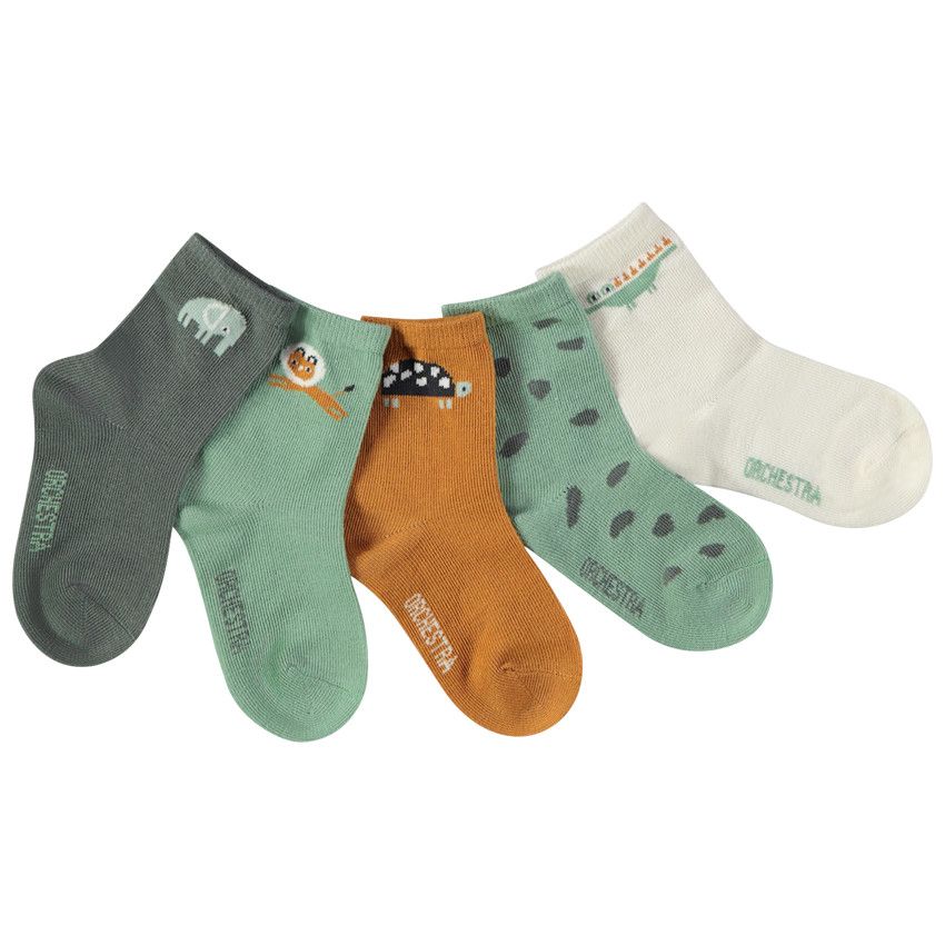 Lot de 5 paires de chaussettes fantaisie pour bébé garçon - Ecru