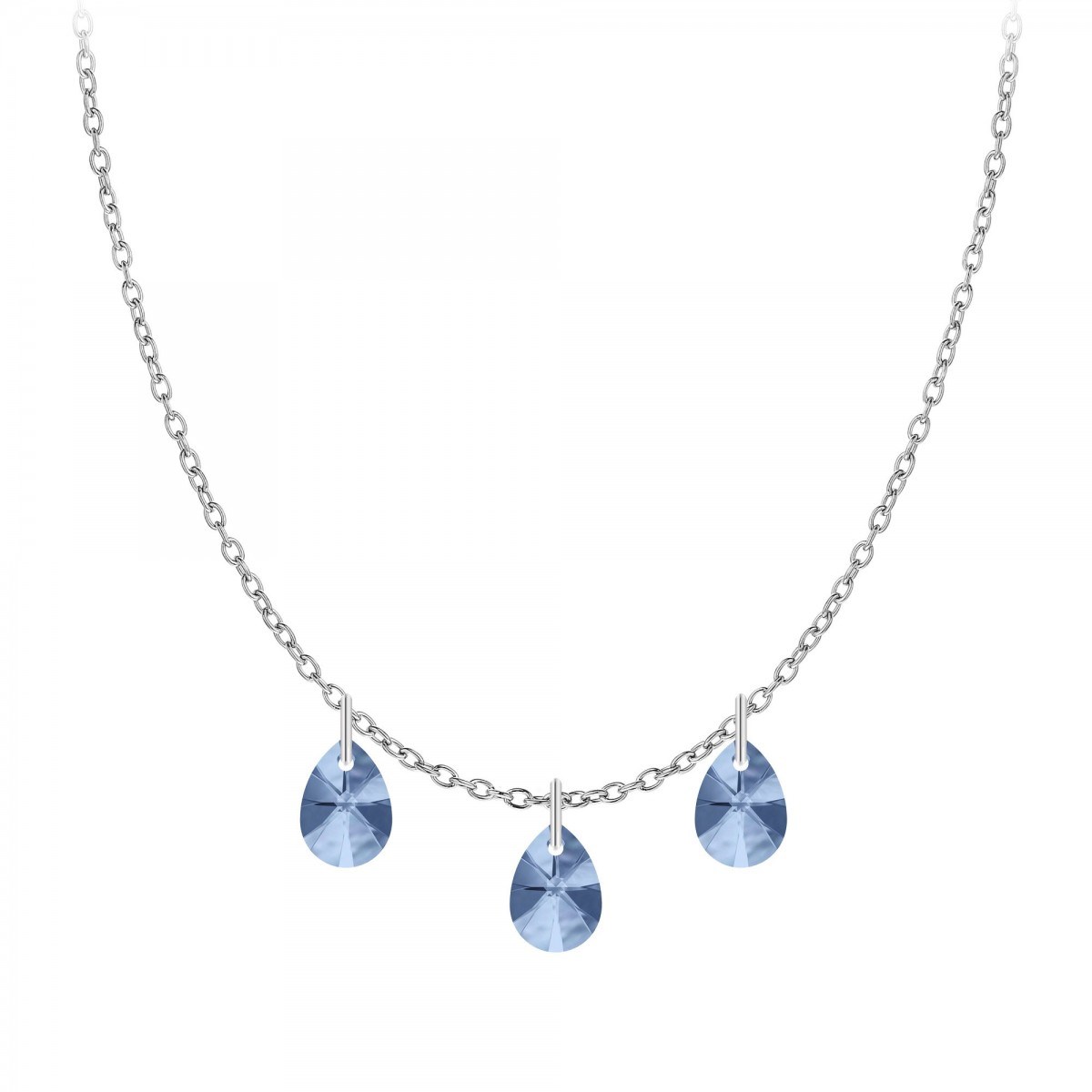 Collier maille forçat et cristaux scintillants SC Crystal en Acier Rhodié argenté