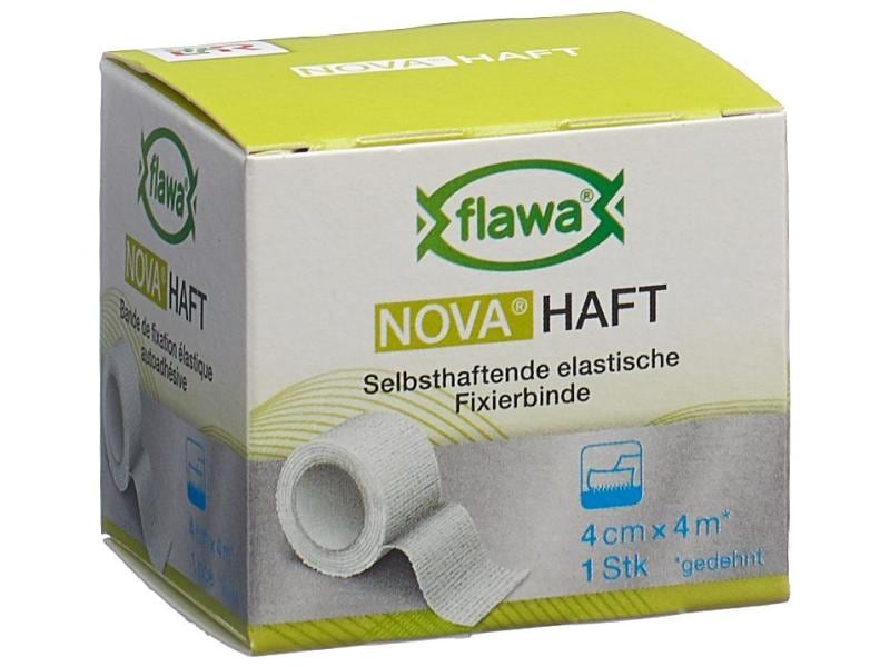 FLAWA Nova Haft kohäsive Gazebinde 4 cm x 4 m 1 Stück Selbsthaftende elastische Gazebinde