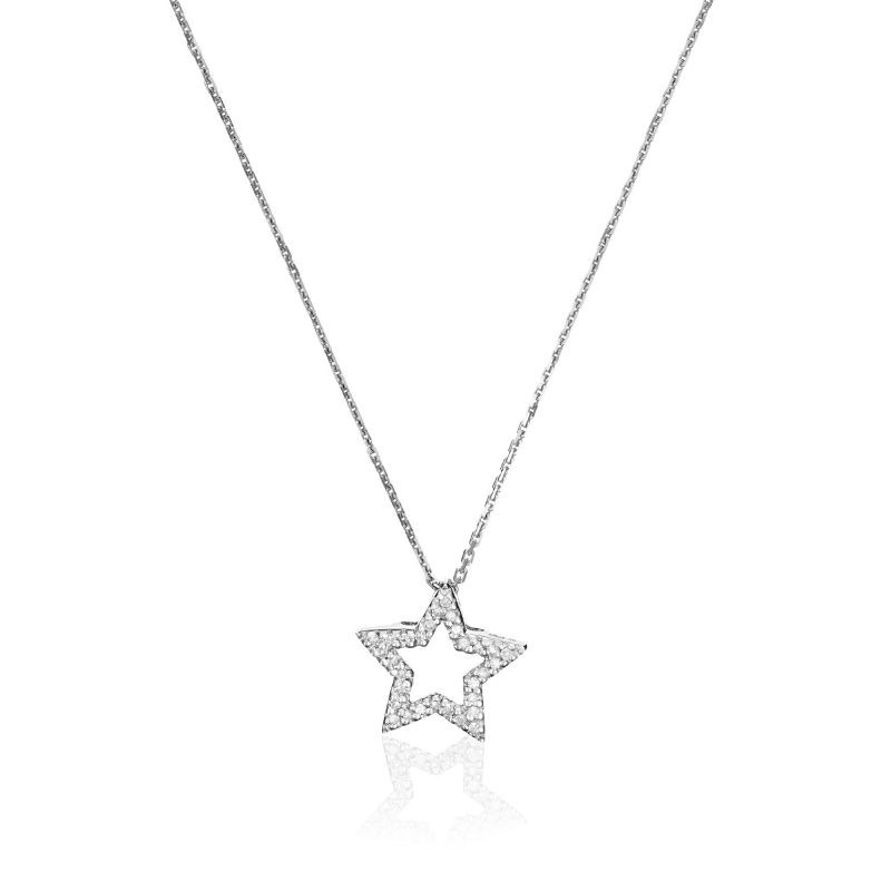 Pendentif Étoile Or Blanc et Diamant