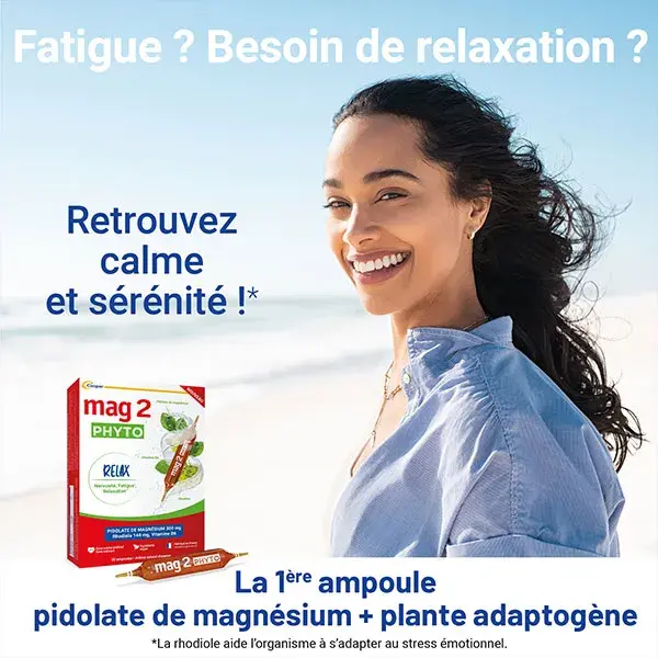 Suplemento alimentar Mag2 Phyto Relax, magnésio e vitamina B6, relaxante do estresse, 30 ampolas.