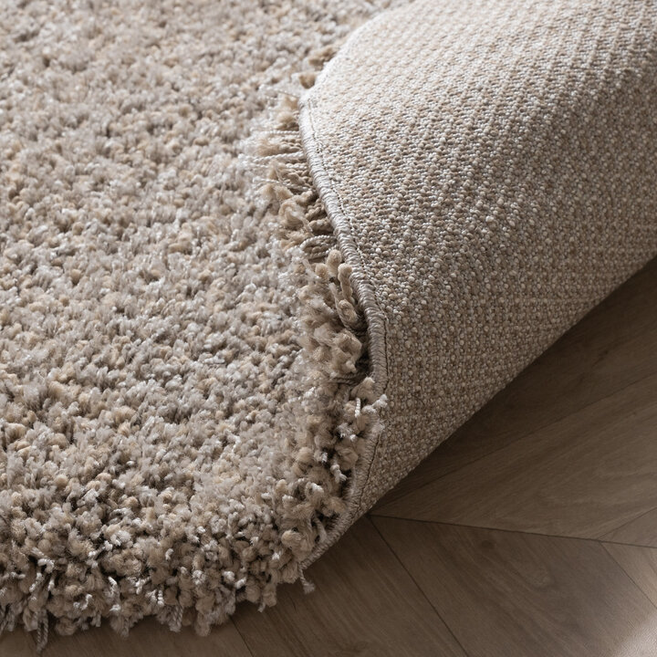 Rond hoogpolig vloerkleed - Yves Taupe