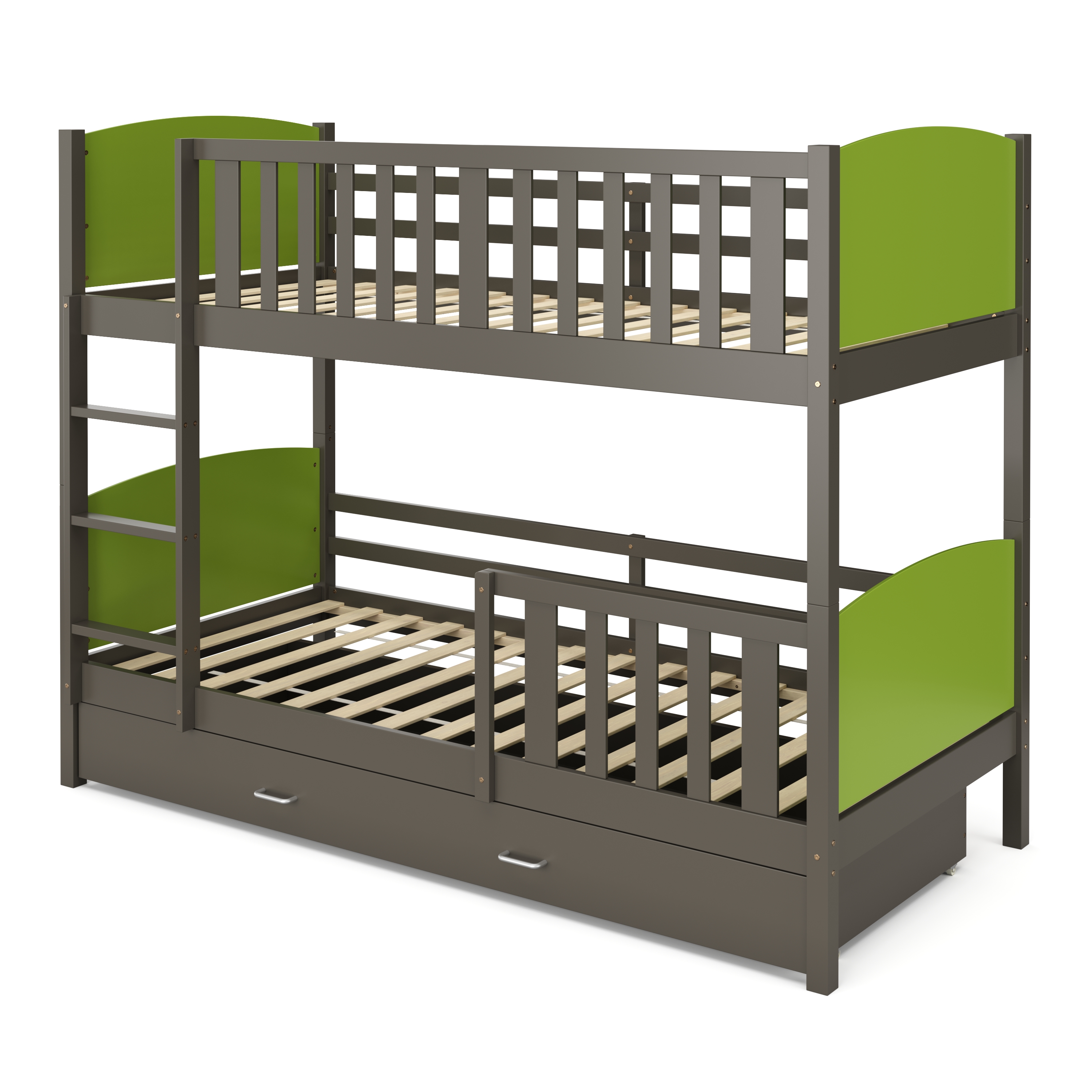 Etagenbett mit Stauraum JOHNNY 90 x 200 cm grün/grau