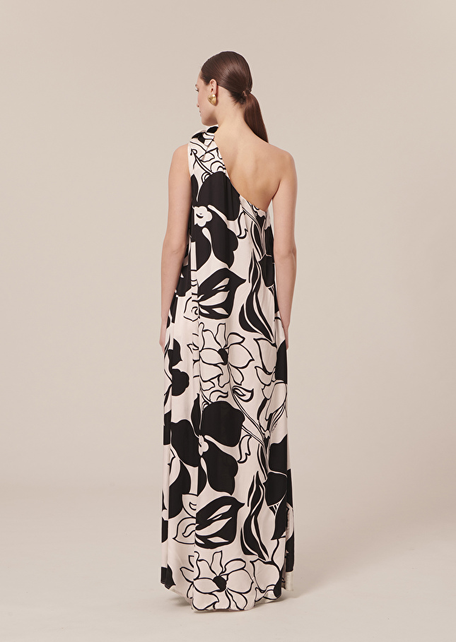 Robe Rekiaécrue imprimée à fleurs noires