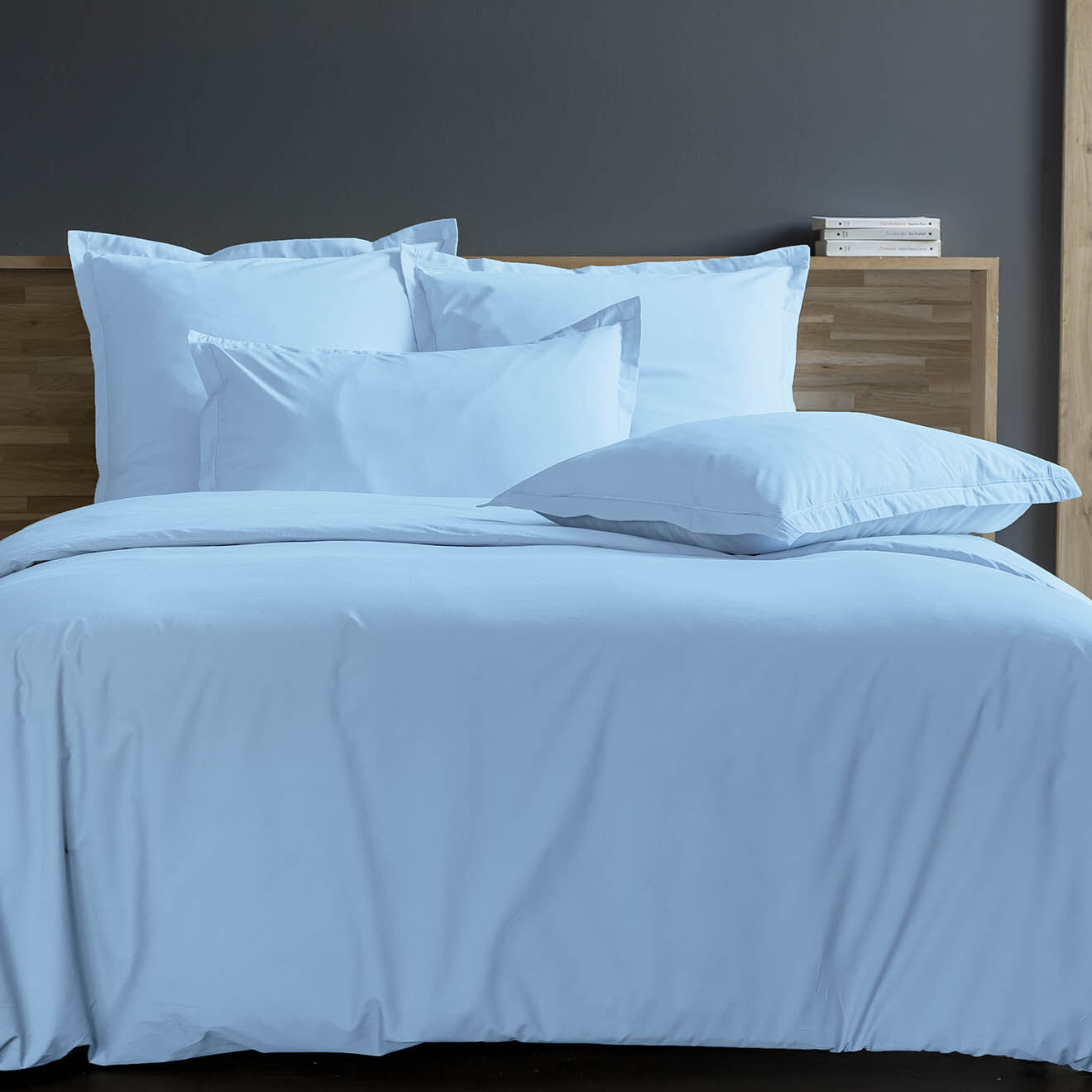 United by PDC Housse de couette 100% Percale de Coton bleu clair