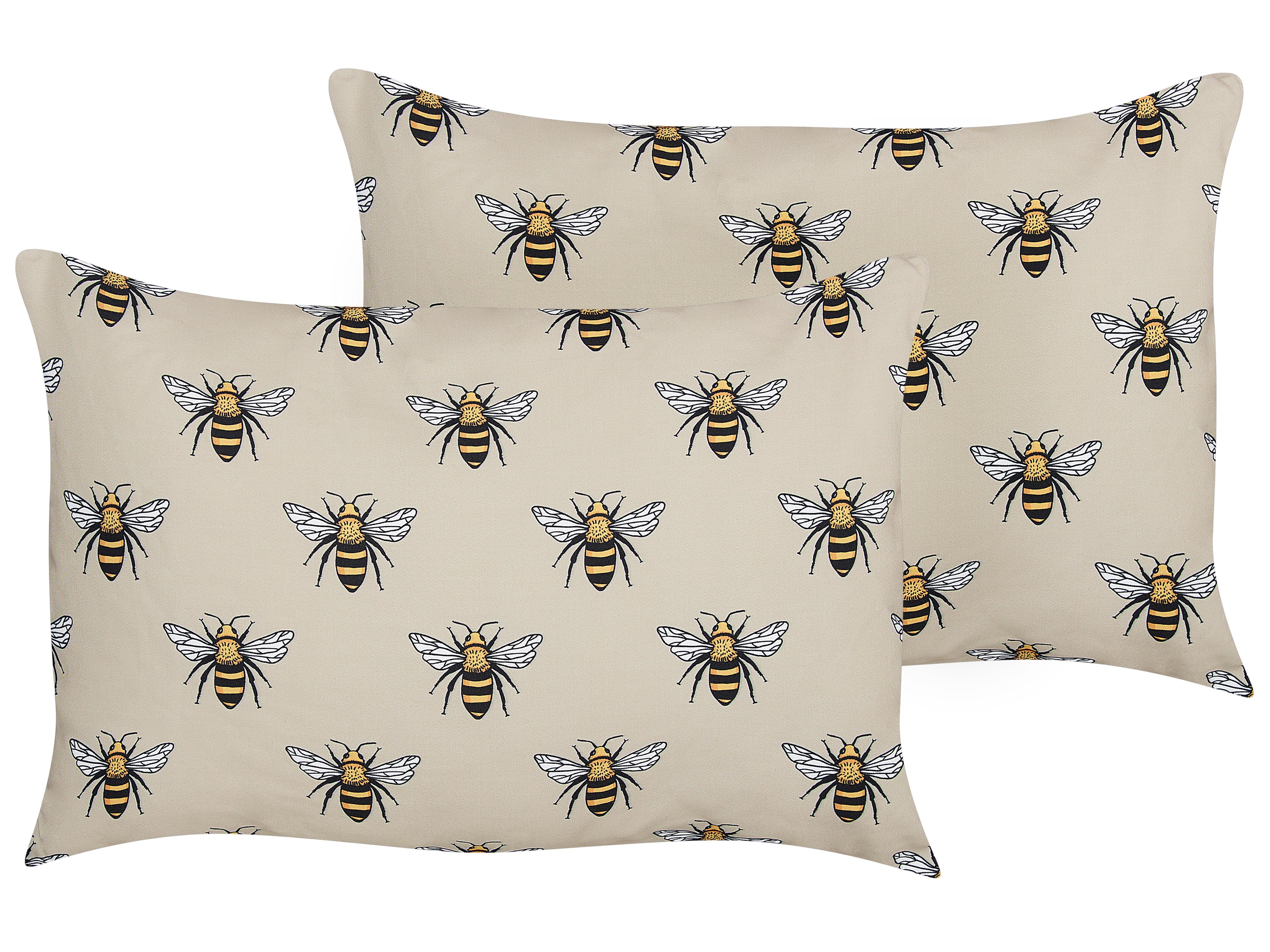 Set van 2 tuinkussens CANNETO dierenprint 40 x 60 cm Beige