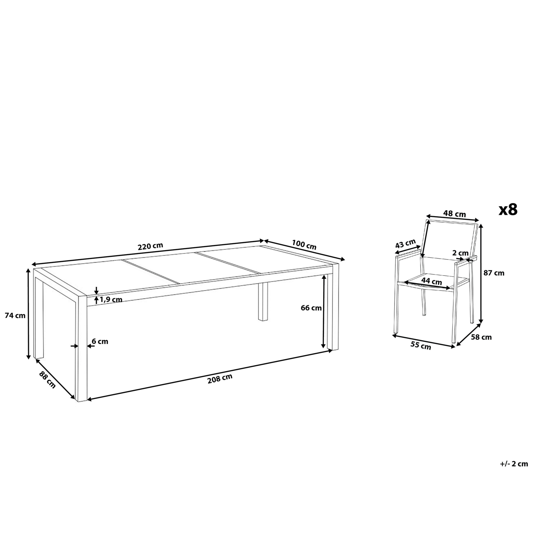Beliani - GROSSETO - Tuinset voor 8 - Grijs|Beige - Graniet