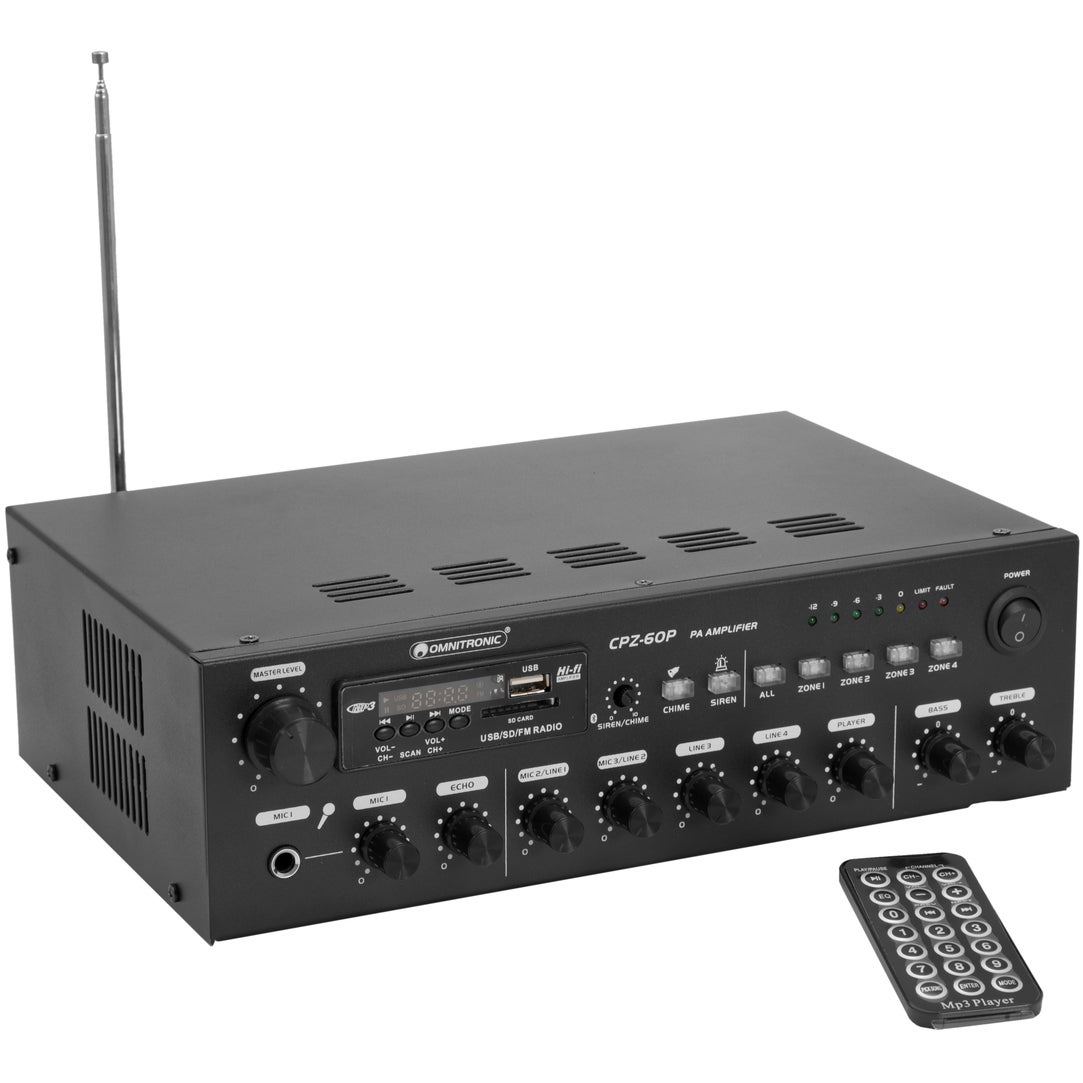 Omnitronic CPZ-60P 70/100 volt PA mixing amplifier - 60 Watt