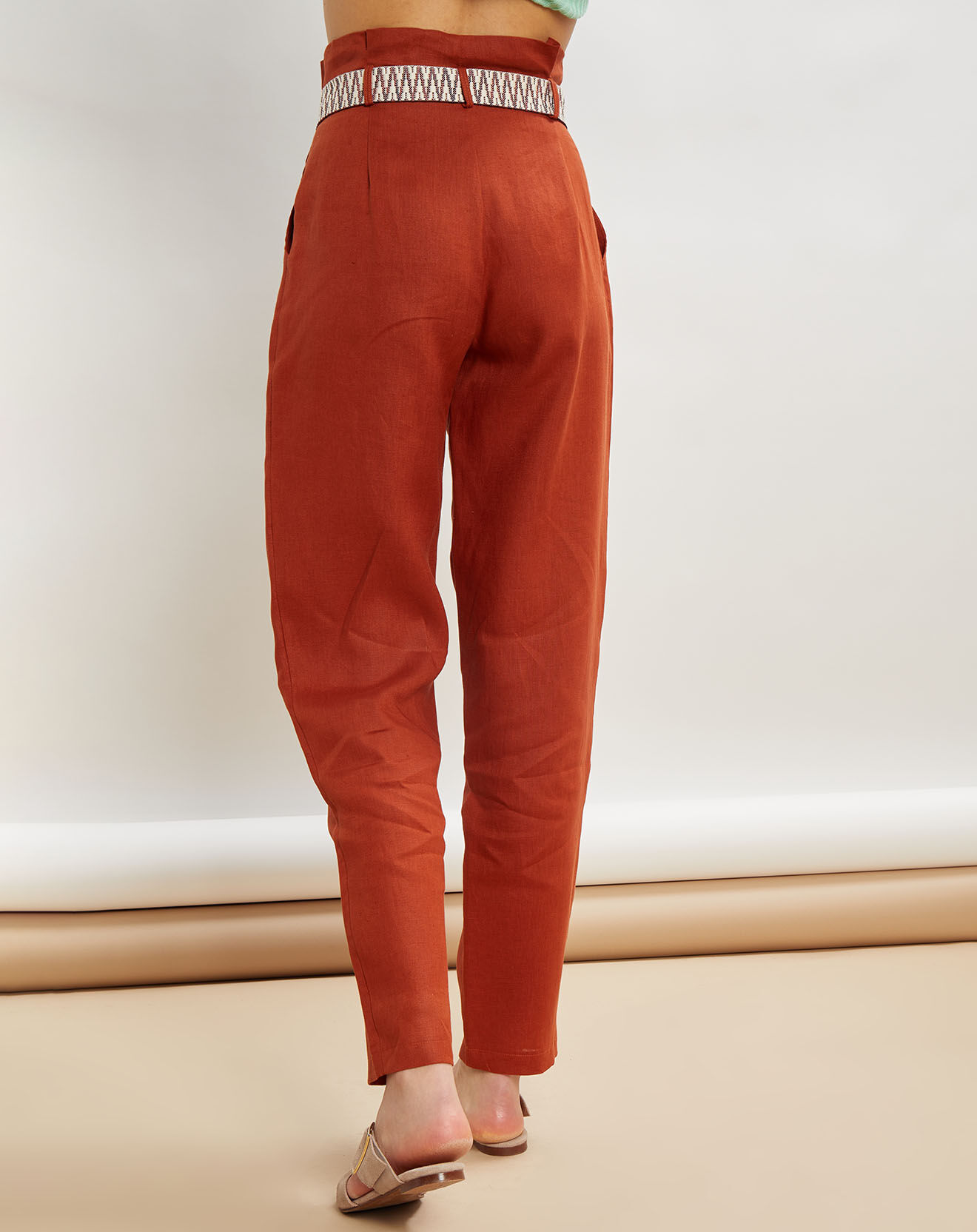 La Petite Francaise Pantalon 100% Lin Peter acajou