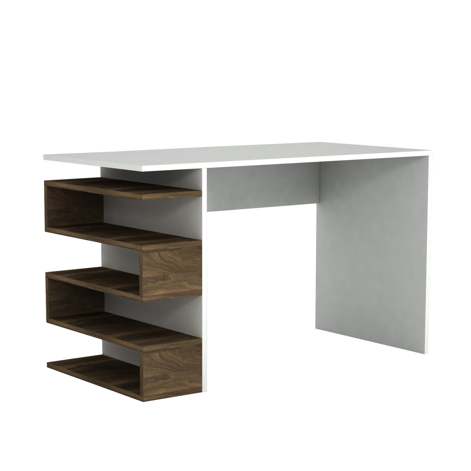 Schreibtisch- weiß-Walnuss- 120 cm breit