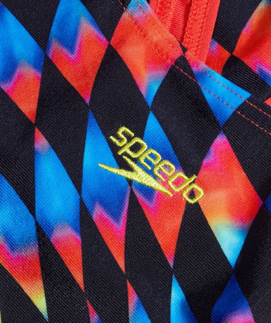 Speedo badedragt til piger - Allover Digital Leaderback - Sort/multi