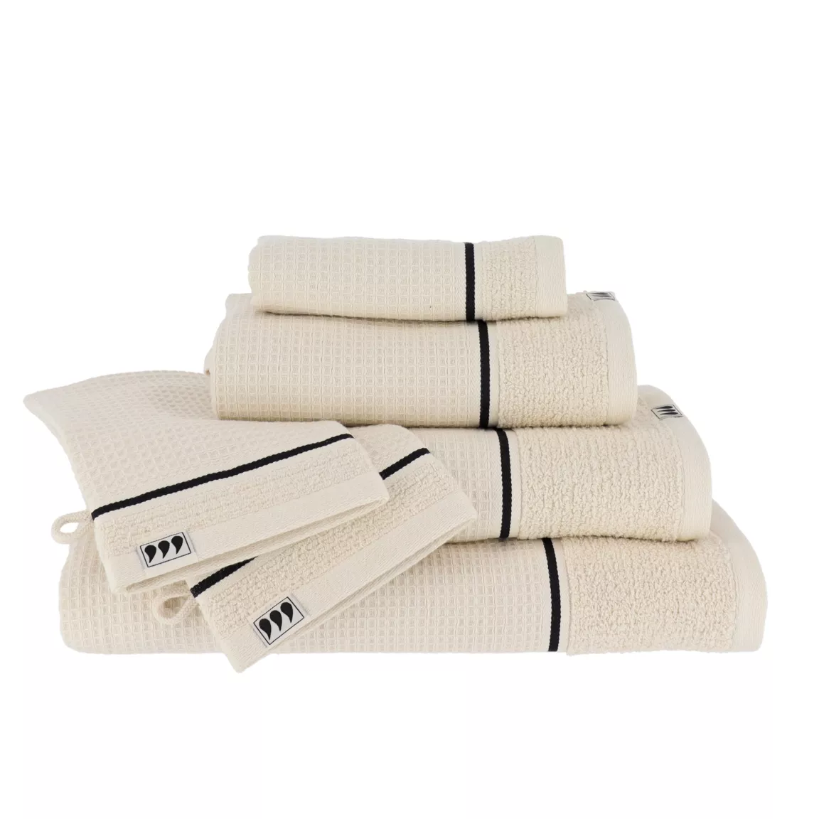 Serviette de bain coton nid d'abeille (70 x 130 cm) Japandi Beige