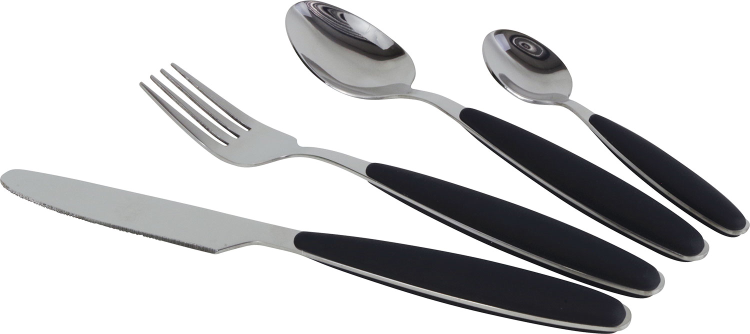 Gimex Edelstahlbesteck Set mit Soft-Touch-Griff 16 teilig schwarz