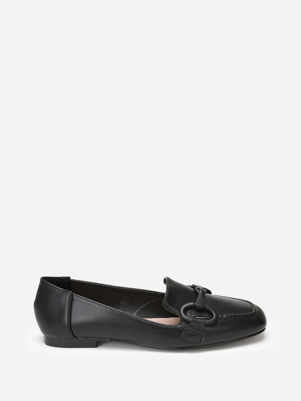 Mocassins à bride métallique et surpiqûres- Noir
