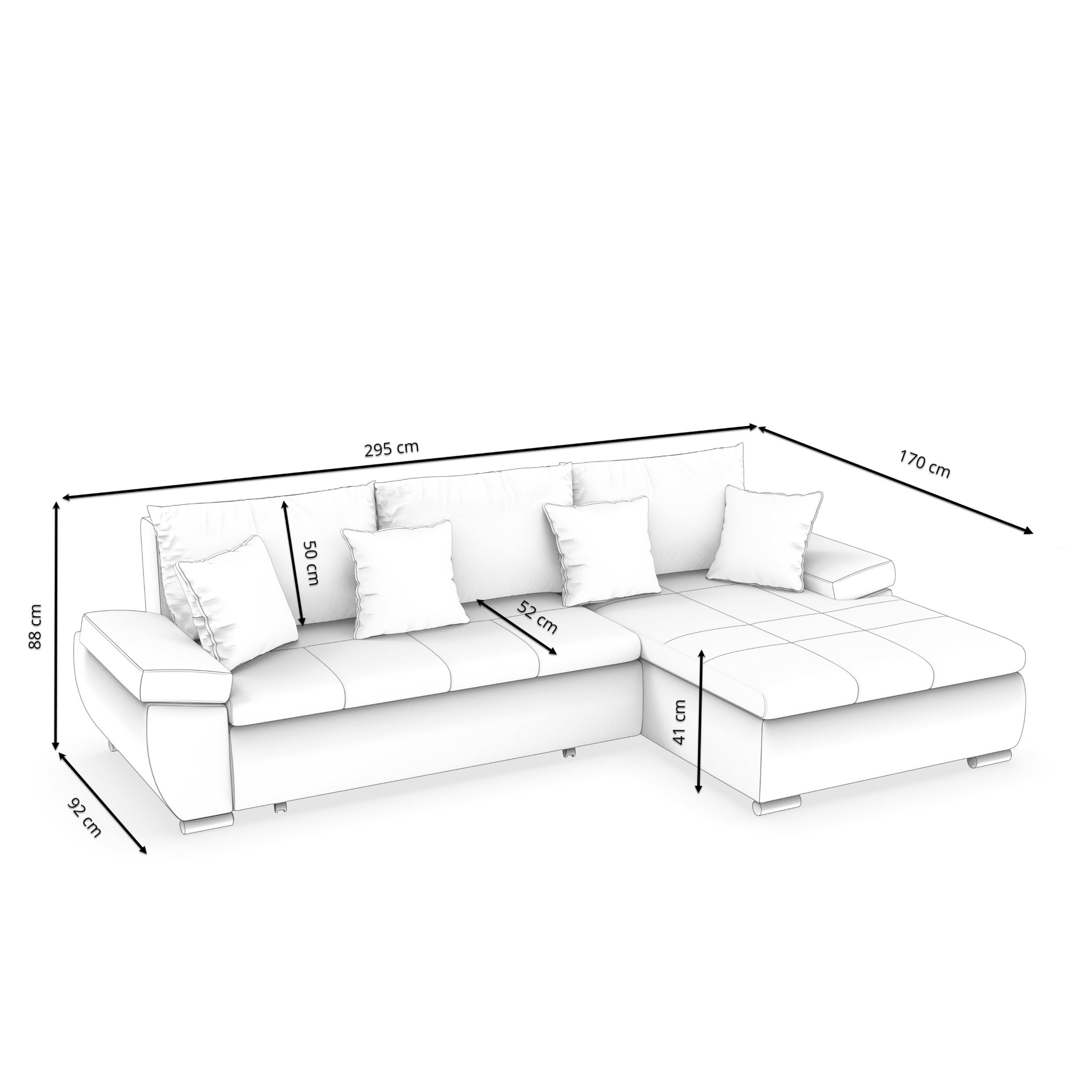 Ecksofa mit Schlaffunktion KIRA rechts weiss/grau