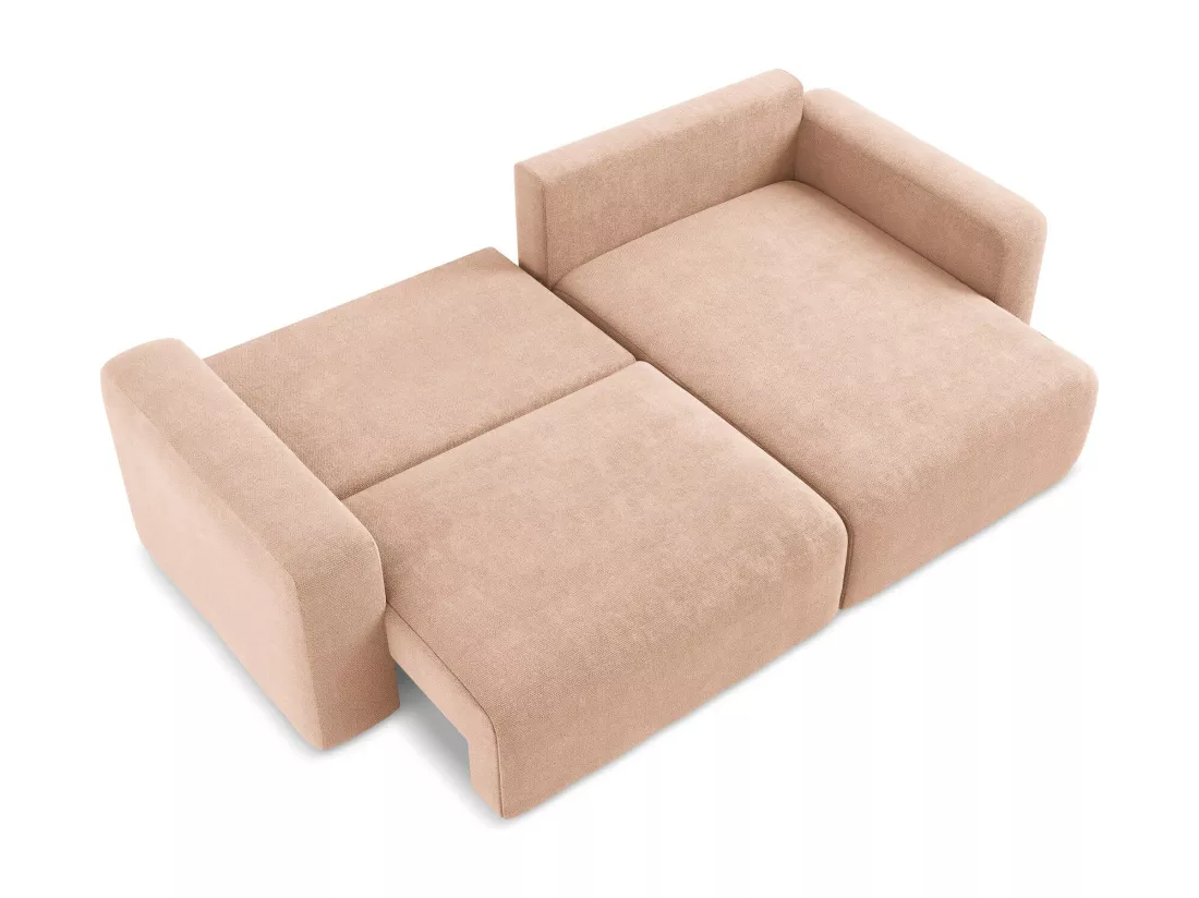 Canapé d’angle 3 places droit convertible en Chenille - pêche - KONA