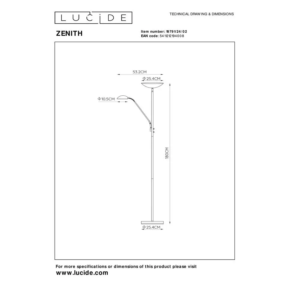 Lucide ZENITH Leeslamp - Mat Goud / Messing