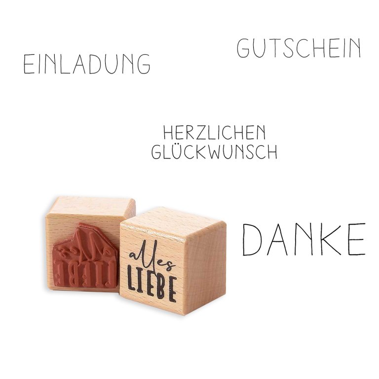 Motivstempel aus Holz, Typo
